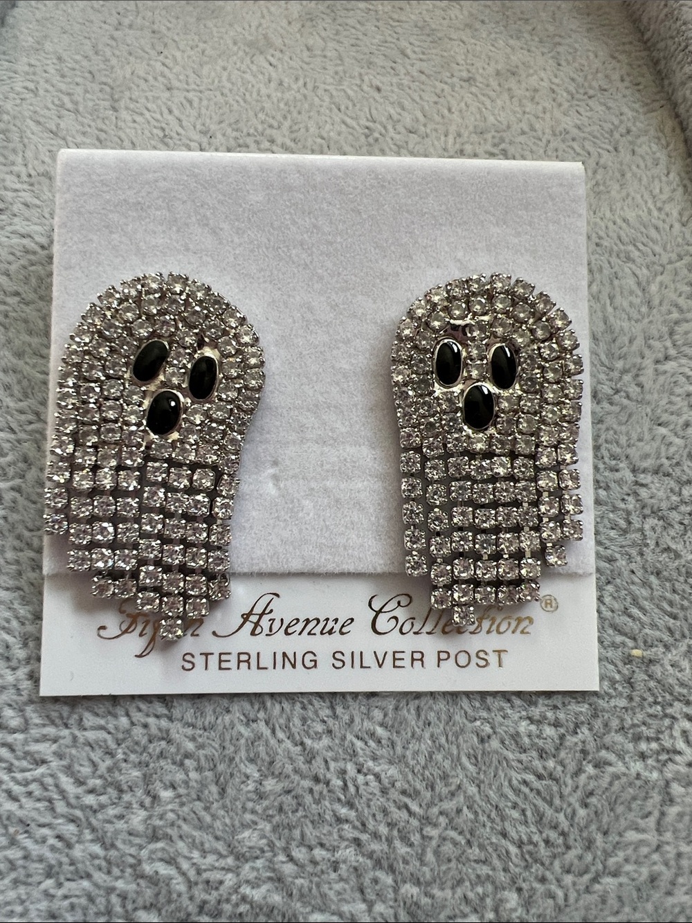 Sterling Silver Crystal Ghost Earrings in Silver and Black